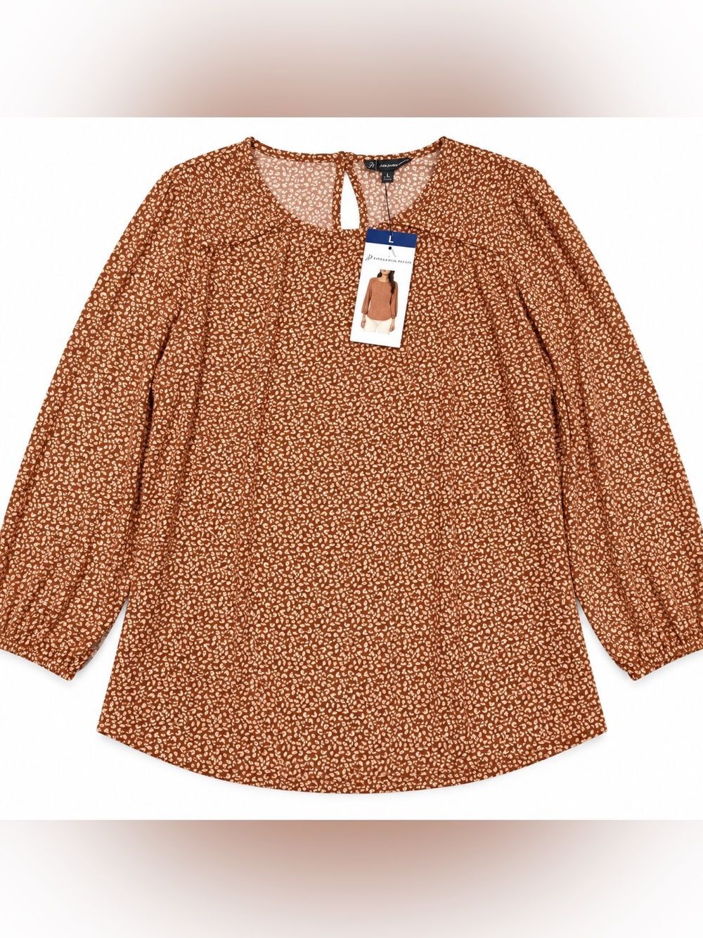 Adrianna Papell Women's Rust Patterned Blouse